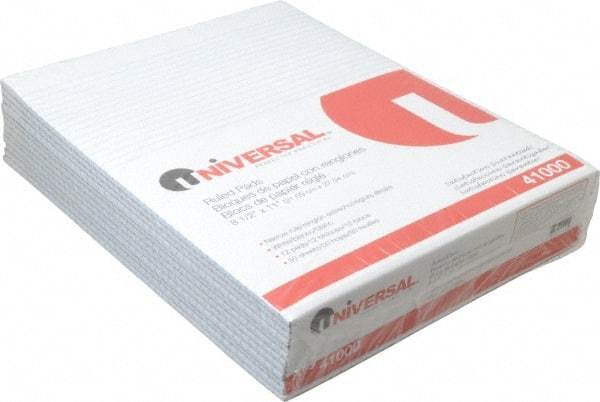 UNIVERSAL - 50 Sheet, 8-1/2 x 11", Glue Top Ruled Writing Pad - White - Exact Tool & Supply