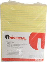UNIVERSAL - 50 Sheet, 8-1/2 x 11", Glue Top Ruled Writing Pad - Canary - Exact Tool & Supply
