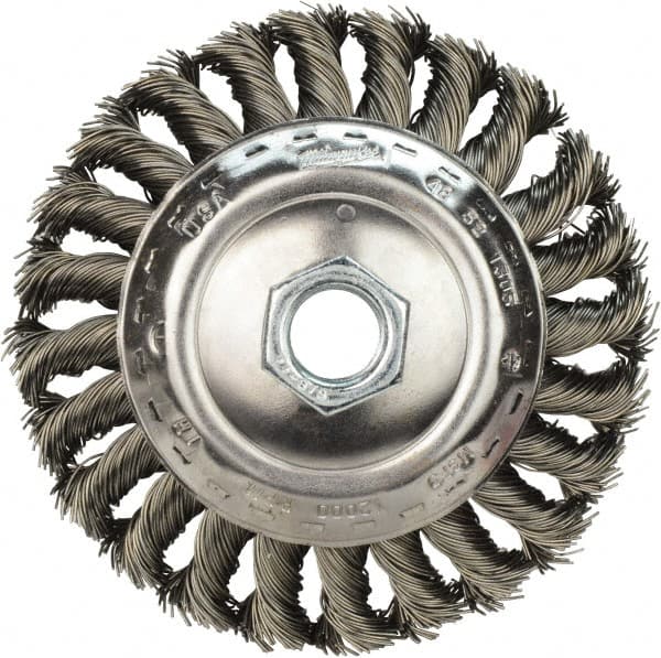 Milwaukee Tool - 4" OD, 5/8" Arbor Hole, Knotted Steel Wheel Brush - Exact Tool & Supply