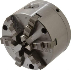 Buck Chuck Company - 6 Jaws, 4" Diam, Self Centering Manual Lathe Chuck - Front Mount, Adjustable, 4,725 Max RPM, 1.04" Through Hole Diam, Forged Steel - Exact Tool & Supply