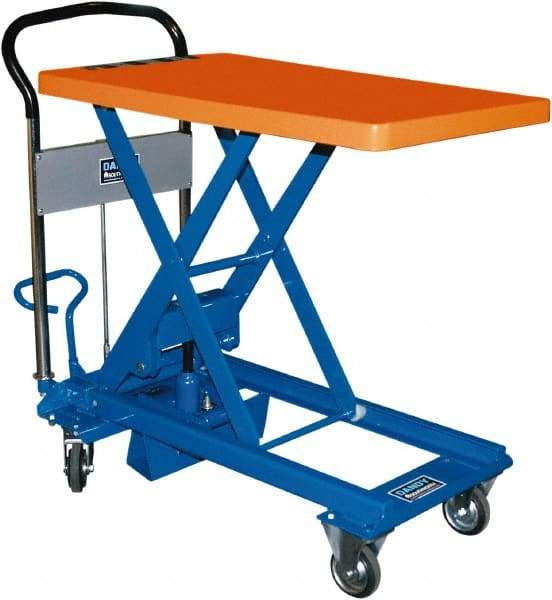 Southworth - 550 Lb Capacity Portable Foot-Operated Scissor Lift Table - 9-1/2" to 31-7/10" Lift Height, 31-1/2" Platform Length x 19-3/4" Platform Width - Exact Tool & Supply