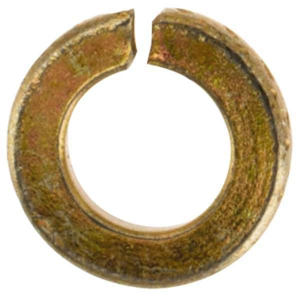 Value Collection - #2, 0.088" ID, 0.02" Thick Split Lock Washer - Grade 2 Spring Steel, Zinc Yellow Dichromate Finish, 0.088" Min ID, 0.094" Max ID, 0.172" Max OD - Exact Tool & Supply