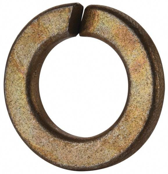 Value Collection - 9/16", 0.564" ID, 0.141" Thick Split Lock Washer - Grade 2 Spring Steel, Zinc Yellow Dichromate Finish, 0.564" Min ID, 0.574" Max ID, 0.965" Max OD - Exact Tool & Supply