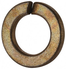Value Collection - 9/16", 0.564" ID, 0.141" Thick Split Lock Washer - Grade 2 Spring Steel, Zinc Yellow Dichromate Finish, 0.564" Min ID, 0.574" Max ID, 0.965" Max OD - Exact Tool & Supply