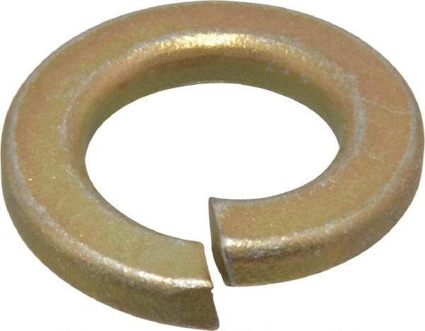 Value Collection - 5/8", 0.628" ID, 0.156" Thick Split Lock Washer - Grade 2 Spring Steel, Zinc Yellow Dichromate Finish, 0.628" Min ID, 0.641" Max ID, 1.073" Max OD - Exact Tool & Supply