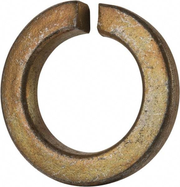Value Collection - 1-3/8", 1.379" ID, 0.344" Thick Split Lock Washer - Grade 8 Spring Steel, Zinc Yellow Dichromate Finish, 1.379" Min ID, 1.408" Max ID, 2.219" Max OD - Exact Tool & Supply