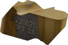 Tool-Flo - 2062FLR Grade GP3, 3.18mm Cutting Width Carbide Grooving Insert - 2.79mm Max Depth of Cut, Left Hand, 1/16" Corner Radius, TiN Finish - Exact Tool & Supply