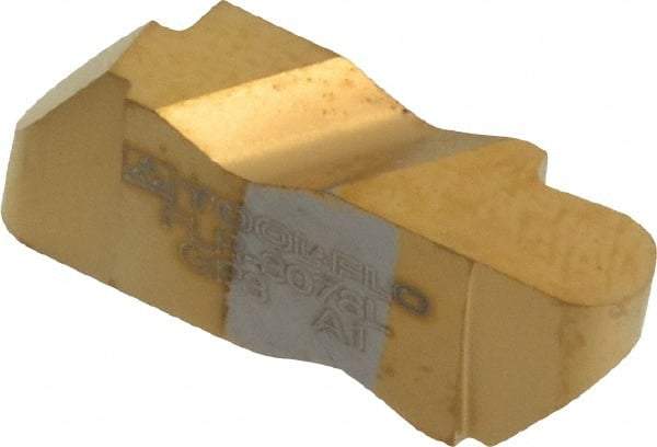 Tool-Flo - 3078FLR Grade GP3, 3.96mm Cutting Width Carbide Grooving Insert - 4.57mm Max Depth of Cut, Left Hand, 7/64" Corner Radius, TiN Finish - Exact Tool & Supply