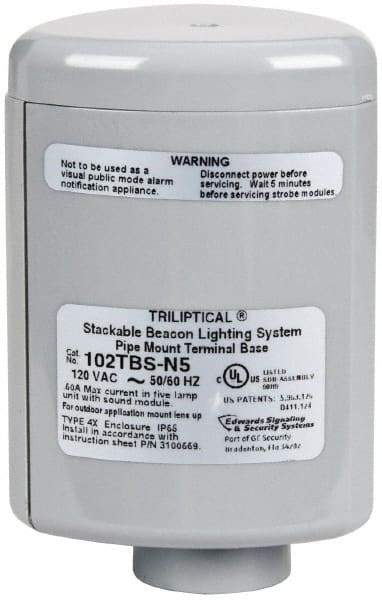 Edwards Signaling - Flashing and Steady, Stackable Tower Light Base Unit - 120 VAC, 0.60 Amp, IP54, IP65 Ingress Rating, 3R, 4X NEMA Rated, Pipe Mount - Exact Tool & Supply