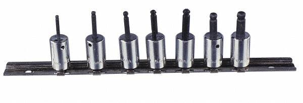 Williams - 7 Piece 1/4" Drive Ball Hex Bit Socket Set - Exact Tool & Supply