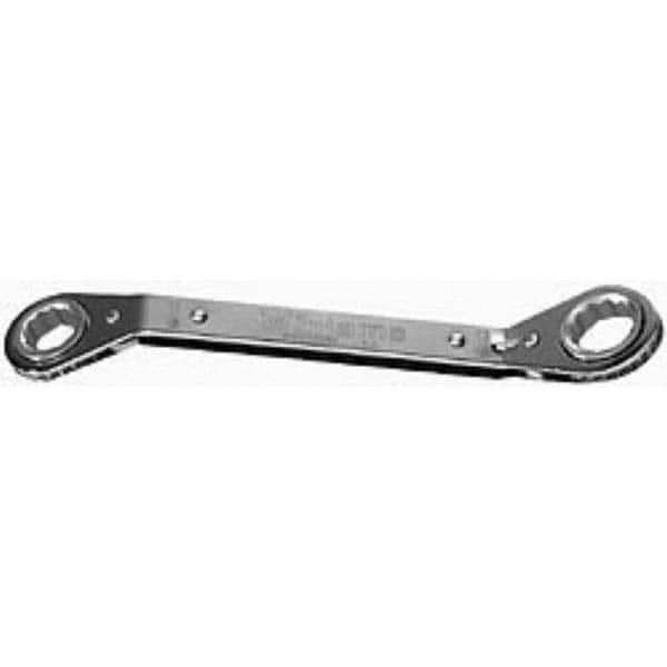 Williams - 5/8 x 3/4", 12 Point, Chrome Finish, Double End, Reversible Ratcheting Offset Box Wrench - Exact Tool & Supply