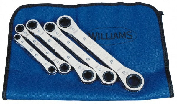Williams - 5 Pc, 7 - 17mm, 6, 12-Point Metric Ratcheting Box Wrench Set - Exact Tool & Supply