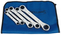 Williams - 5 Pc, 7 - 17mm, 6, 12-Point Metric Ratcheting Box Wrench Set - Exact Tool & Supply