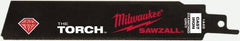 Milwaukee Tool - 6" Long, Steel Reciprocating Saw Blade - Straight Profile, Continuous Edge, Tang Shank - Exact Tool & Supply