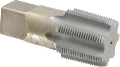 Hertel - 1-1/2 - 11-1/2 NPT Thread, 7 Flute Standard Pipe Tap - 4-1/4" OAL, 1-3/4" Thread Length, 1-1/2" Shank Diam, Chrome Finish, High Speed Steel - Exact Tool & Supply