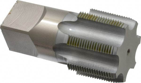Hertel - 2 - 11-1/2 NPT Thread, 7 Flute Standard Pipe Tap - 4-1/2" OAL, 1-3/4" Thread Length, 1-7/8" Shank Diam, Chrome Finish, High Speed Steel - Exact Tool & Supply