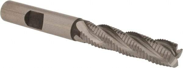 Accupro - 3/8" Diam, Fine Pitch, 1-1/2" LOC, 4 Flute Powdered Metal Corner Chamfer Roughing End Mill - Uncoated, 3-1/4" OAL, 3/8" Shank Diam, Single End, Centercutting, 30° Helix - Exact Tool & Supply