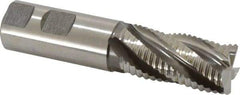 Accupro - 1" Diam, Coarse Pitch, 2" LOC, 5 Flute Powdered Metal Corner Chamfer Roughing End Mill - Uncoated, 4-1/2" OAL, 1" Shank Diam, Single End, Centercutting, 30° Helix - Exact Tool & Supply