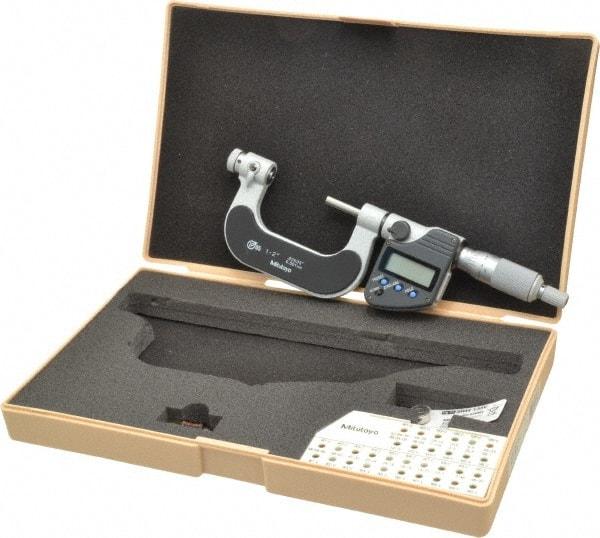Mitutoyo - 1 to 2" Range, Digital Counter, Electronic Screw Thread Micrometer - Ratchet Stop Thimble, 0.001" Graduation, 0.0002" Accuracy - Exact Tool & Supply