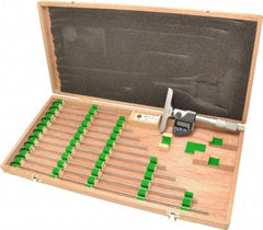 Mitutoyo - 0 to 304.8mm Range, 4" Base Length, 12 Rods, Ratchet Stop Thimble, Electronic Depth Micrometer - No Water Resistance Rating, 0.00005" Resolution, Accurate to 0.00012", 0.157" Rod Diam, SR44 Battery, Data Output - Exact Tool & Supply