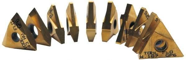 Tool-Flo - 32TNMA Grade GP50, 1.57mm Cutting Width Carbide Grooving Insert - 0.15" Max Depth of Cut, Right Hand, TiN Finish - Exact Tool & Supply