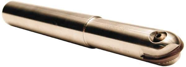 Tool-Flo - 1" Cut Diam, 3-1/8" Max Depth of Cut, 1" Shank Diam, 9.062" OAL, Indexable Ball Nose End Mill - 3-1/8" Head Length, Straight Shank, TNBS Toolholder, TBNR 1000 Insert - Exact Tool & Supply
