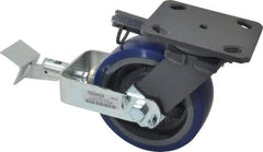 Hamilton - 6" Diam x 2" Wide x 7-1/2" OAH Top Plate Mount Swivel Caster with Brake - Polyurethane, 960 Lb Capacity, Precision Sealed Bearing, 4 x 5" Plate - Exact Tool & Supply