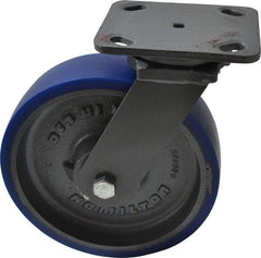 Hamilton - 8" Diam x 2" Wide x 9-1/2" OAH Top Plate Mount Swivel Caster - Polyurethane, 1,200 Lb Capacity, Precision Sealed Bearing, 4 x 5" Plate - Exact Tool & Supply