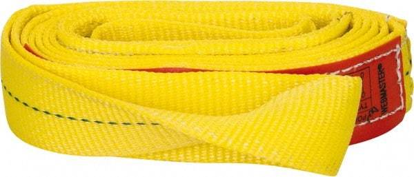 Lift-All - 10' Long x 2" Wide, 3,200 Lb Vertical Capacity, 1 Ply, Polyester Web Sling - 2,500 Lb Choker Capacity, Yellow - Exact Tool & Supply