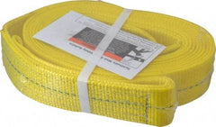 Lift-All - 20' Long x 2" Wide, 3,200 Lb Vertical Capacity, 1 Ply, Polyester Web Sling - 2,500 Lb Choker Capacity, Yellow - Exact Tool & Supply