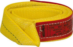 Lift-All - 3' Long x 2" Wide, 3,200 Lb Vertical Capacity, 1 Ply, Polyester Web Sling - 2,500 Lb Choker Capacity, Yellow - Exact Tool & Supply