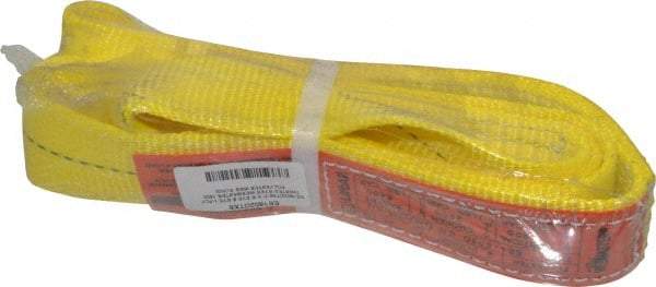 Lift-All - 6' Long x 2" Wide, 3,200 Lb Vertical Capacity, 1 Ply, Polyester Web Sling - 2,500 Lb Choker Capacity, Yellow - Exact Tool & Supply