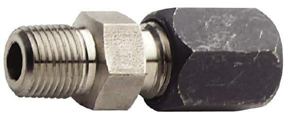 Made in USA - 2" OD, Grade 316Stainless Steel Male Connector - 2-3/4" Hex, Comp x MPT Ends - Exact Tool & Supply