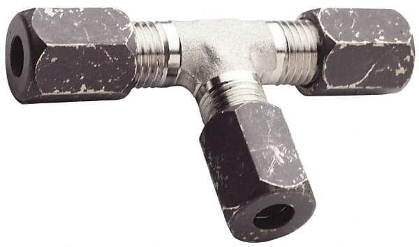 Made in USA - 3/4" OD, Grade 316Stainless Steel Union Tee - 1-1/16" Hex, Comp x Comp x Comp Ends - Exact Tool & Supply