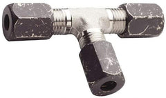 Made in USA - 3/4" OD, Grade 316Stainless Steel Union Tee - 1-1/16" Hex, Comp x Comp x Comp Ends - Exact Tool & Supply
