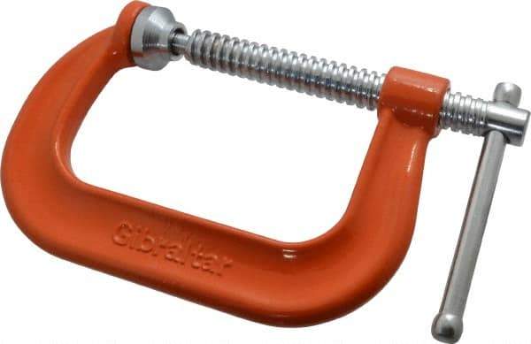Gibraltar - Regular-Duty 4" Max Opening, 3-1/4" Throat Depth, Forged Steel Standard C-Clamp - 6,200 Lb Capacity, 0" Min Opening, Deep Throat - Exact Tool & Supply