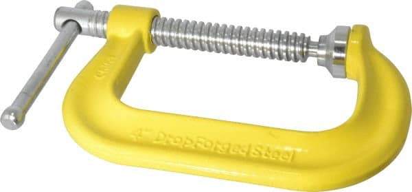 Gibraltar - Regular-Duty 4" Max Opening, 3-1/4" Throat Depth, Forged Steel Standard C-Clamp - 6,200 Lb Capacity, 0" Min Opening, Deep Throat - Exact Tool & Supply