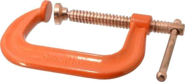 Gibraltar - Regular-Duty 4" Max Opening, 3-1/4" Throat Depth, Forged Steel Standard C-Clamp - 6,200 Lb Capacity, 0" Min Opening, Deep Throat, Copper Plated Screw - Exact Tool & Supply