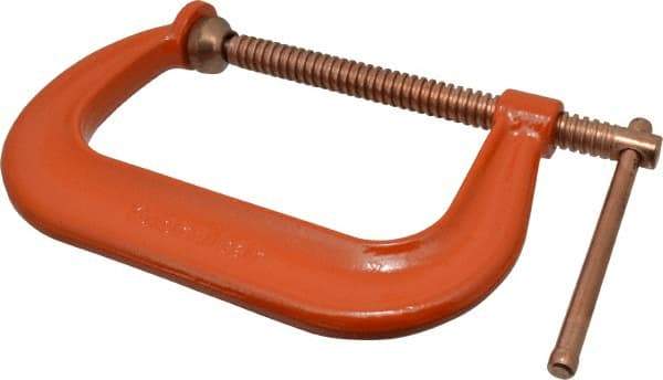 Gibraltar - Regular-Duty 6" Max Opening, 3-1/4" Throat Depth, Forged Steel Standard C-Clamp - 6,600 Lb Capacity, 0" Min Opening, Deep Throat, Copper Plated Screw - Exact Tool & Supply