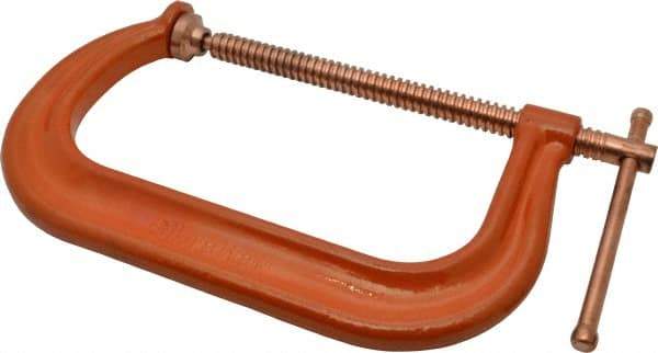 Gibraltar - Regular-Duty 8" Max Opening, 3-1/4" Throat Depth, Forged Steel Standard C-Clamp - 6,900 Lb Capacity, 0" Min Opening, Deep Throat, Copper Plated Screw - Exact Tool & Supply