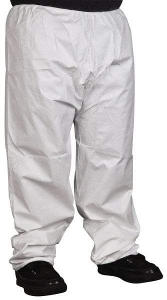PRO-SAFE - Size L, Microporous Spun Bonded Polyolefin General Purpose Work Pants - White - Exact Tool & Supply