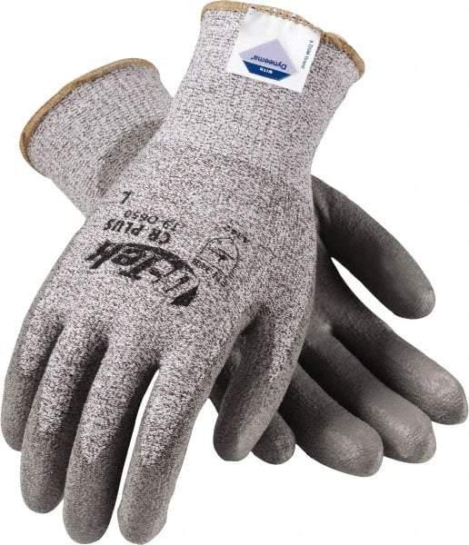 PIP - Size S (7), ANSI Cut Lvl 2, Puncture Lvl 2, Abrasion Lvl 4, Polyurethane Coated Cut Resistant Gloves - Palm & Fingers Coated, Dyneema/Nylon/Lycra Lining, Knit Wrist, Gray, Paired - Exact Tool & Supply