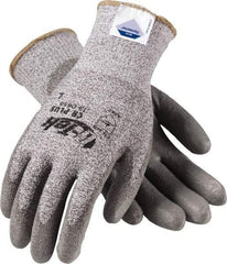 PIP - Size S (7), ANSI Cut Lvl 2, Puncture Lvl 2, Abrasion Lvl 4, Polyurethane Coated Cut Resistant Gloves - Palm & Fingers Coated, Dyneema/Nylon/Lycra Lining, Knit Wrist, Gray, Paired - Exact Tool & Supply