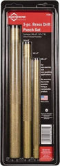 Mayhew - 3 Piece, 3/8 to 3/4", Drift Punch Set - Round Shank, Brass, Comes in Pouch - Exact Tool & Supply