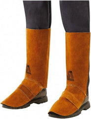 Steiner - Men's 9 General Purpose Spats - 12" High, Plain Toe, Leather Upper, Brown - Exact Tool & Supply