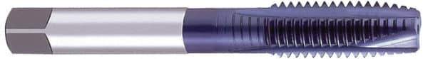 OSG - 7/16-14 UNC, 3 Flute, TiCN Finish, Powdered Metal Spiral Point Tap - Plug Chamfer, Right Hand Thread, 3-5/32" OAL, 1-7/16" Thread Length, 0.323" Shank Diam, Series 312TI - Exact Tool & Supply