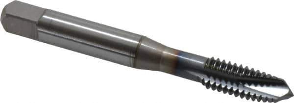 OSG - 5/16-18 UNC, 3 Flute, TiCN Finish, Powdered Metal Spiral Point Tap - Plug Chamfer, Right Hand Thread, 2-23/32" OAL, 1-1/8" Thread Length, 0.318" Shank Diam, 2B Class of Fit, Series 312TI - Exact Tool & Supply