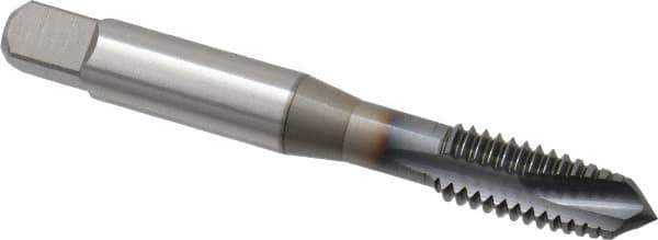 OSG - 3/8-16 UNC, 3 Flute, TiCN Finish, Powdered Metal Spiral Point Tap - Plug Chamfer, Right Hand Thread, 2-15/16" OAL, 1-1/4" Thread Length, 0.381" Shank Diam, 3B Class of Fit, Series 312TI - Exact Tool & Supply