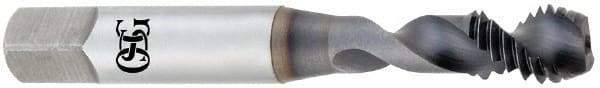 OSG - #10-24 UNC 2 Flute 2B Modified Bottoming Spiral Flute Tap - Vanadium High Speed Steel, TiCN Finish, 2-3/8" OAL, Right Hand Flute, Right Hand Thread, Series 13058 - Exact Tool & Supply
