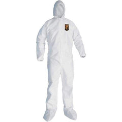 KleenGuard - Size L SMS General Purpose Coveralls - White, Zipper Closure, Elastic Cuffs, Elastic Ankles, Seamless - Exact Tool & Supply
